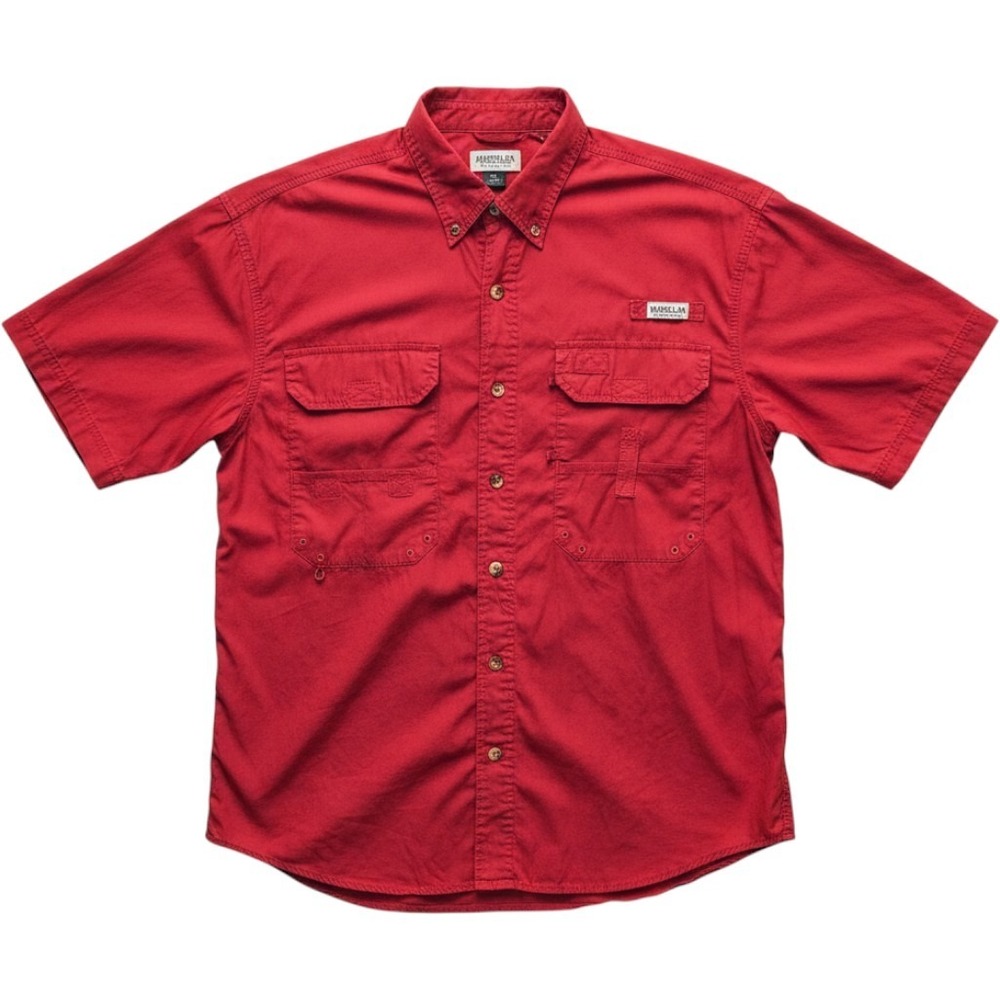 Magellan Fishing Shirt Mens Medium Red Short Sleeve Ventilated Utility Angler